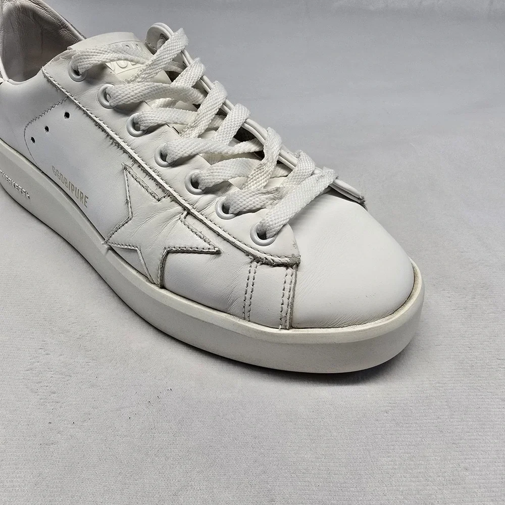 Golden Goose White Leather Pure- Star Low Top Sneakers Size 7us/37eu  Glitter - Picture 5 of 16